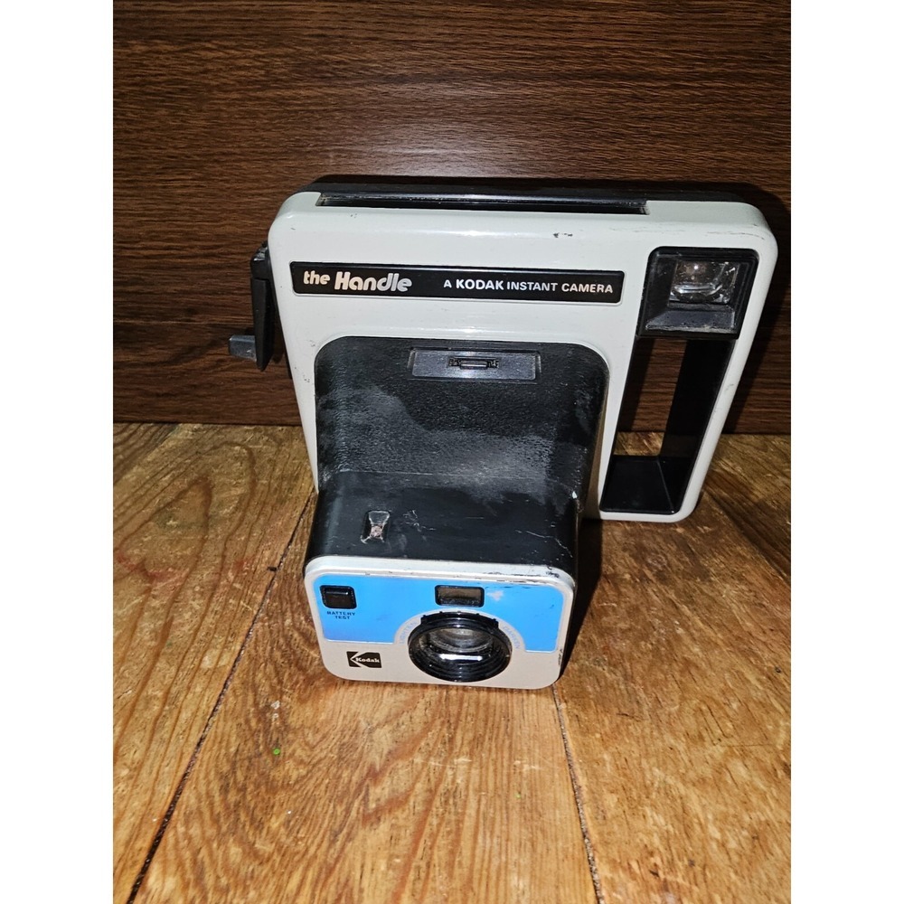 Kodak The Handle Instant Film Camera Vintage 1970s Photography Black Silver Case